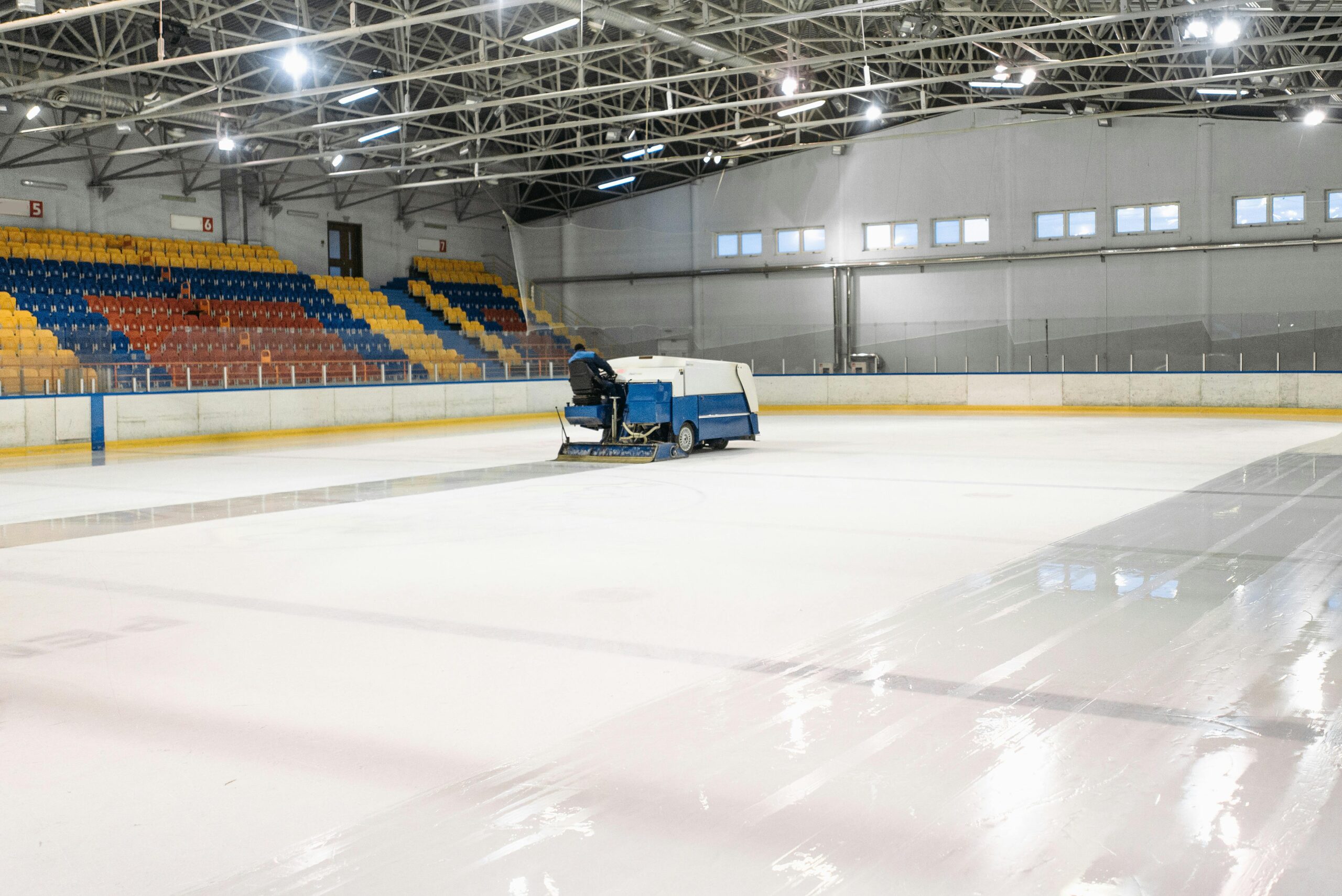 Image of a zamboni cleaning the ice at a hockey rink. A metaphor for zen meditation