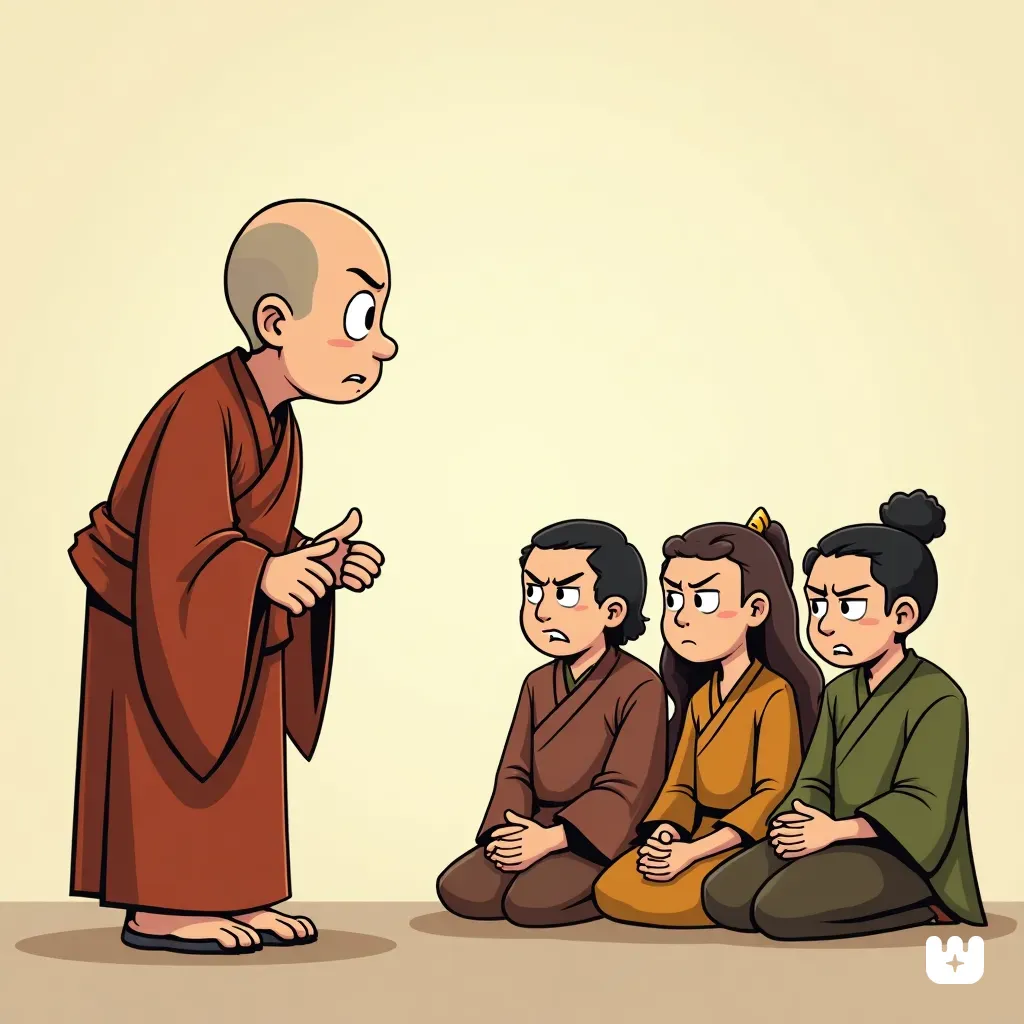 An image of a Buddhist monk engaging in Wrong Speech like Fletcher Reede in the Movie Liar Liar