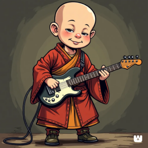 An image of a punk rock buddhist inspired by Blink-182s album "Buddha"