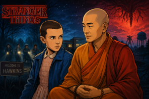 A buddhist monk helping millie bobby brown of stranger things find peace from a three month long anxiety attack.
