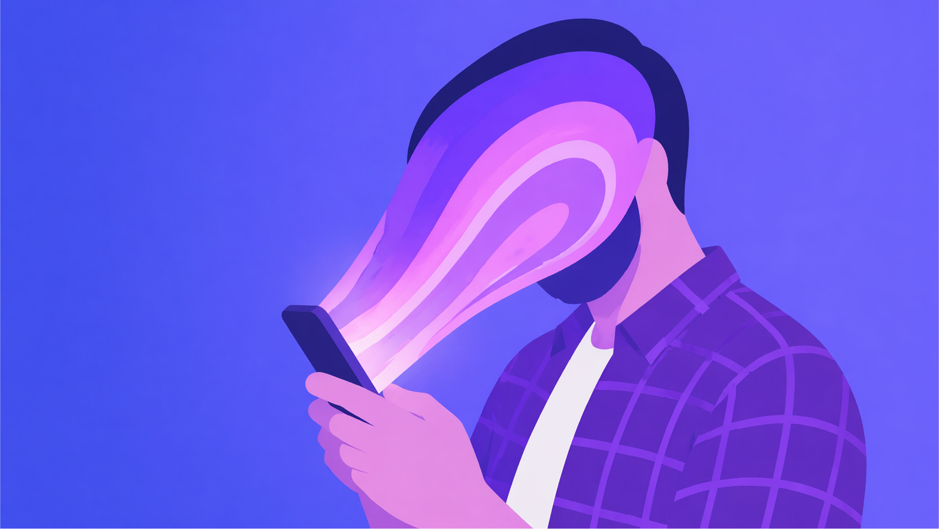Image of a man desprately in need of a digital sabbath being sucked into his phone