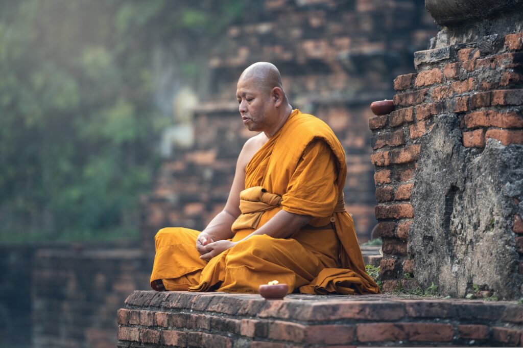 A Buddhist Monk in traditional Buddhist robes